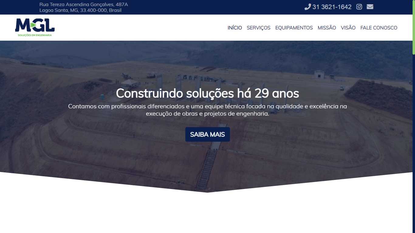Website feito para MGL Soluções